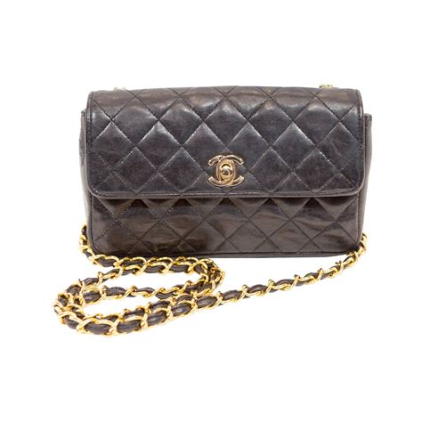 chanel quilted handbag black|Black Chanel cross body bag.